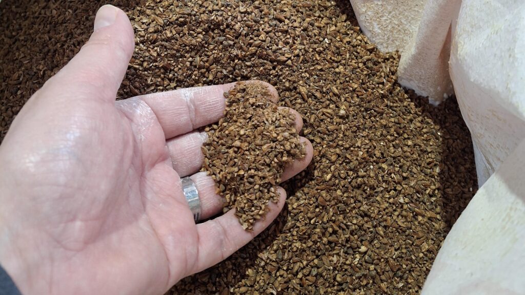 open palm in grain sack